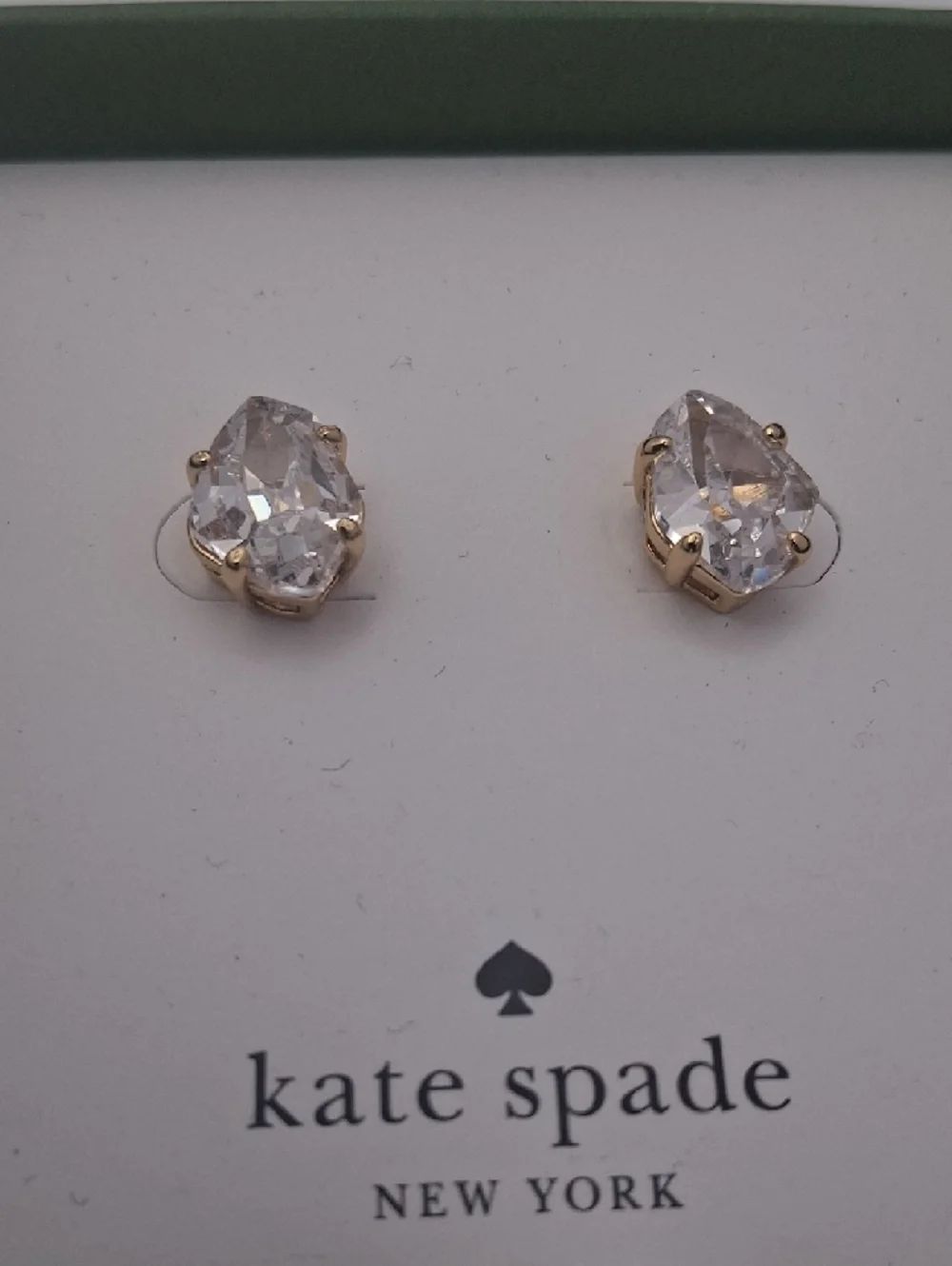 kate spade Gold-Tone Clear Teardrop Crystal Stud Earrings - Picture 2 of 2